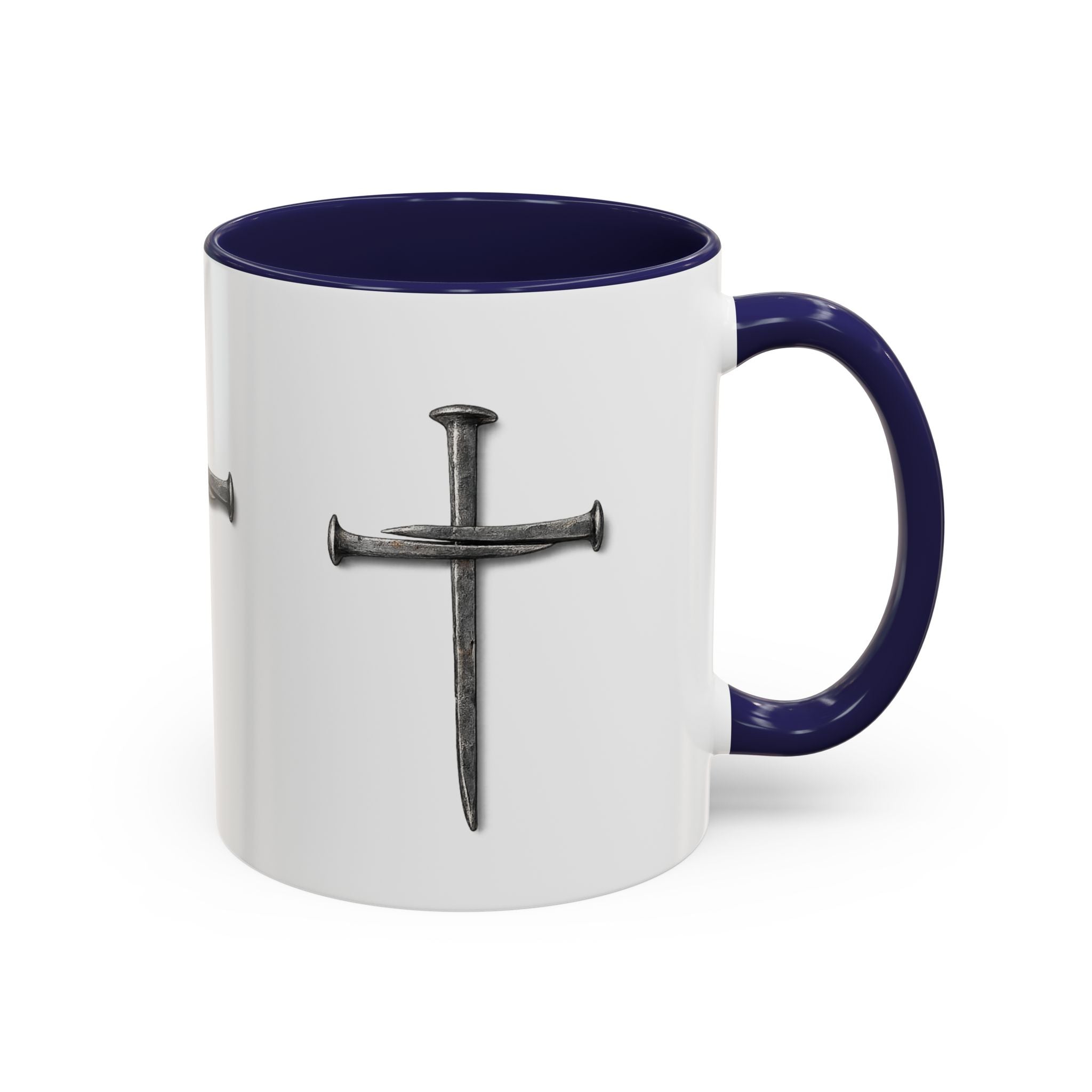 Nail Cross Accent Coffee Mug — Minimal Christian Faith 11/15oz