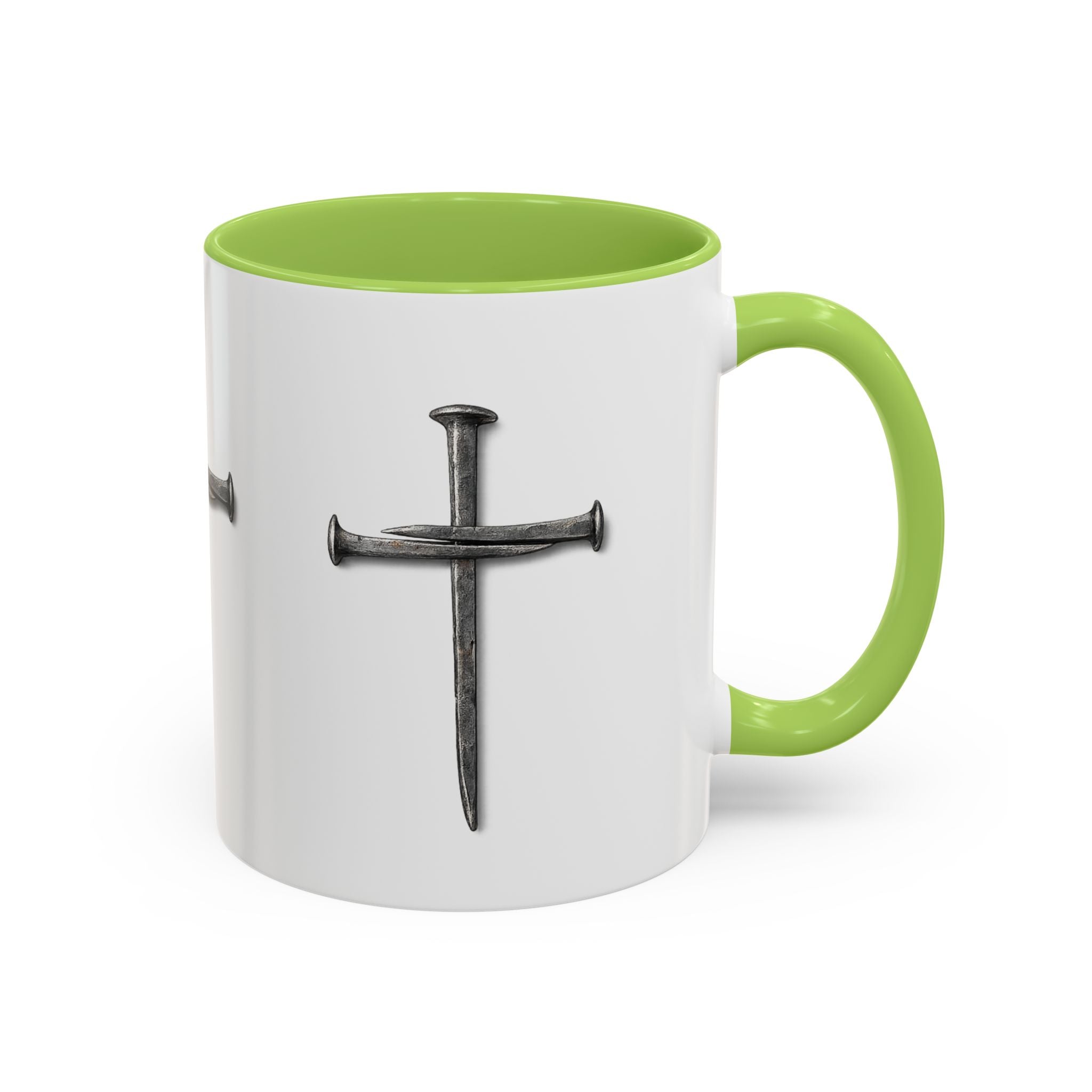 Nail Cross Accent Coffee Mug — Minimal Christian Faith 11/15oz