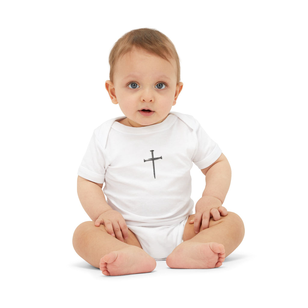 Infant Onesie with Simple Cross - Christian Baby Baptism Gift