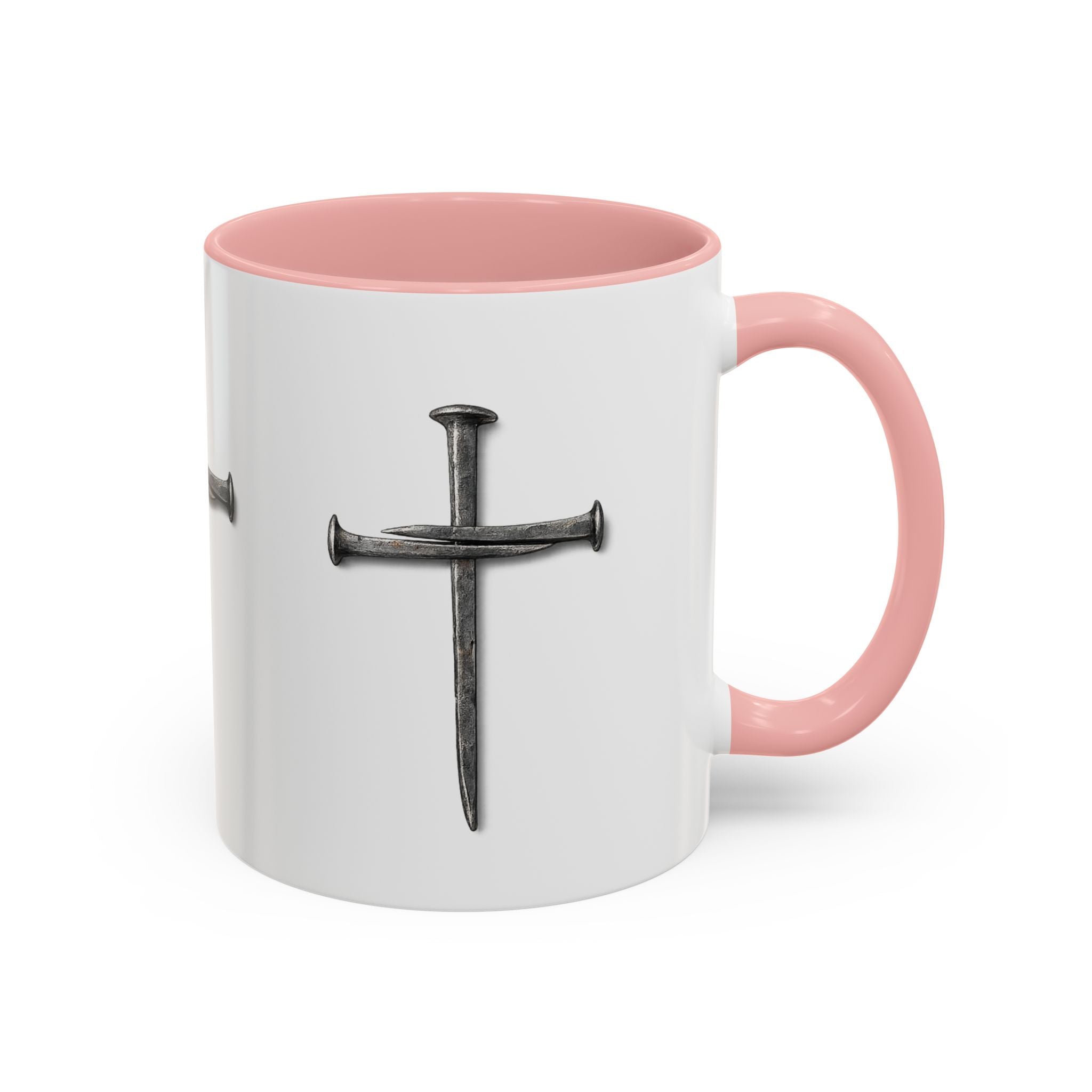 Nail Cross Accent Coffee Mug — Minimal Christian Faith 11/15oz