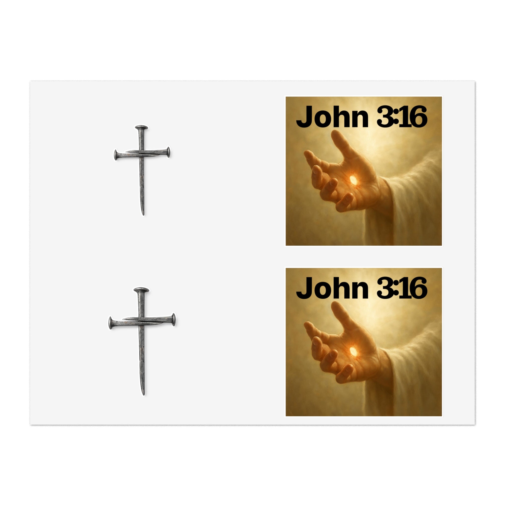 Cross Nail Sticker Sheet — Minimal Religious Vinyl Stickers for Journals, Bibles & Gifts