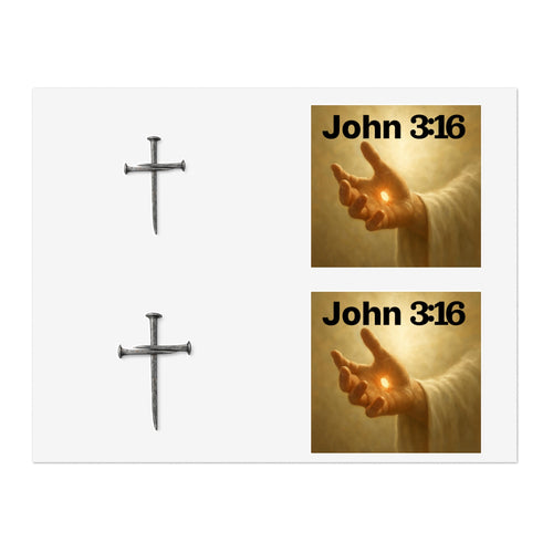 Cross Nail Sticker Sheet — Minimal Religious Vinyl Stickers for Journals, Bibles & Gifts