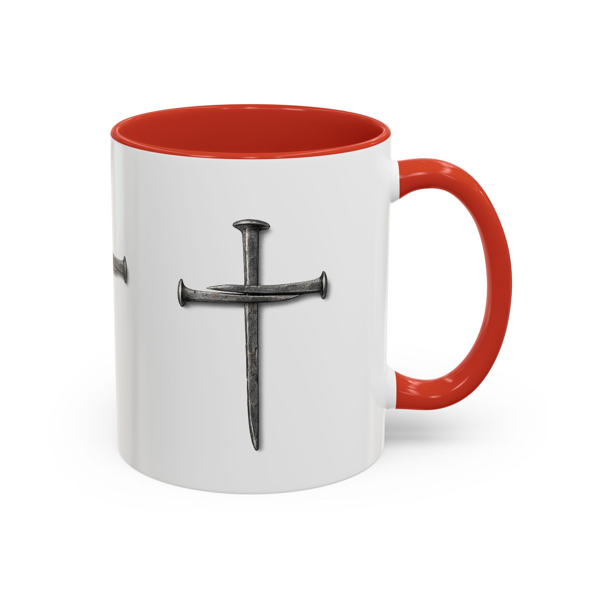 Nail Cross Accent Coffee Mug — Minimal Christian Faith 11/15oz