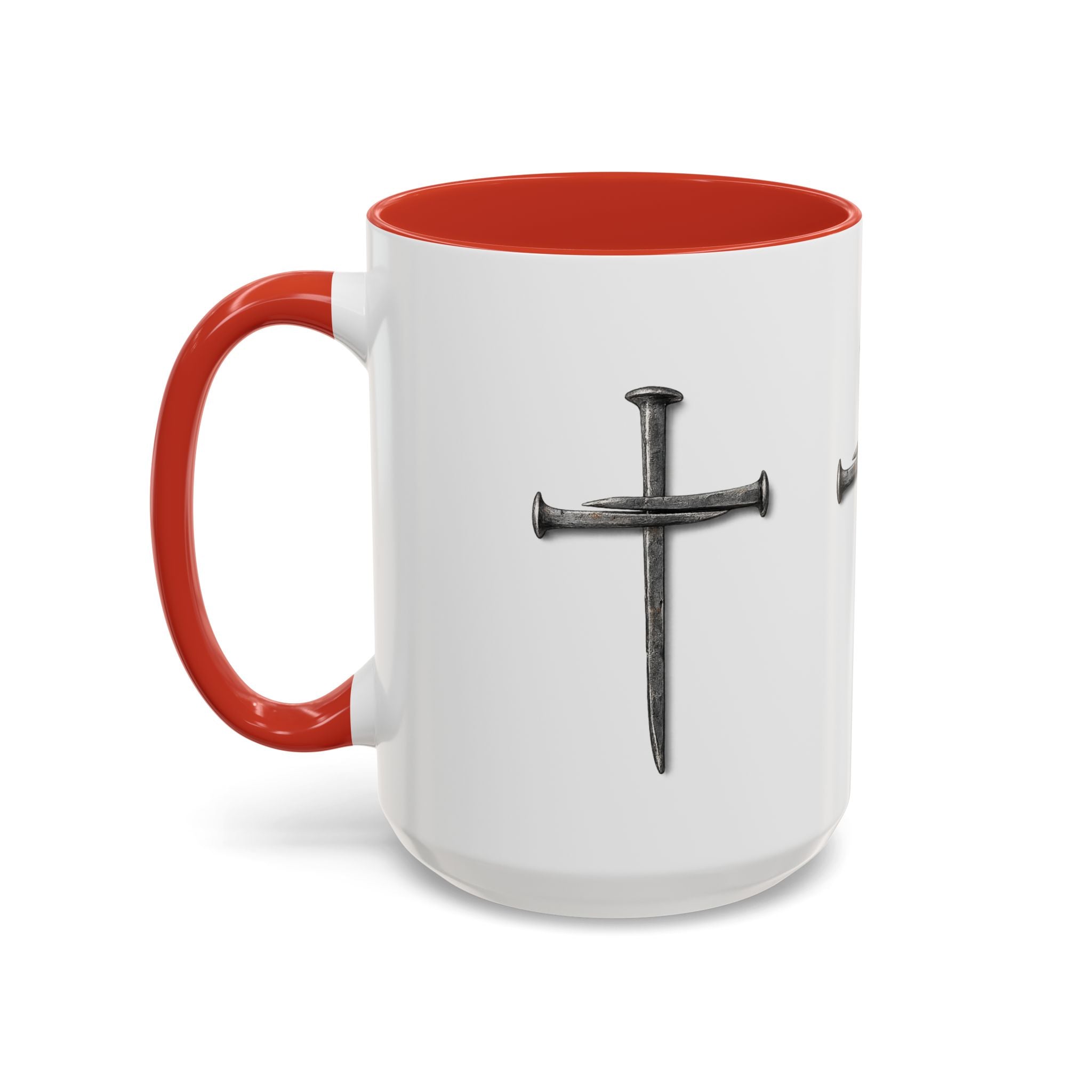 Nail Cross Accent Coffee Mug — Minimal Christian Faith 11/15oz
