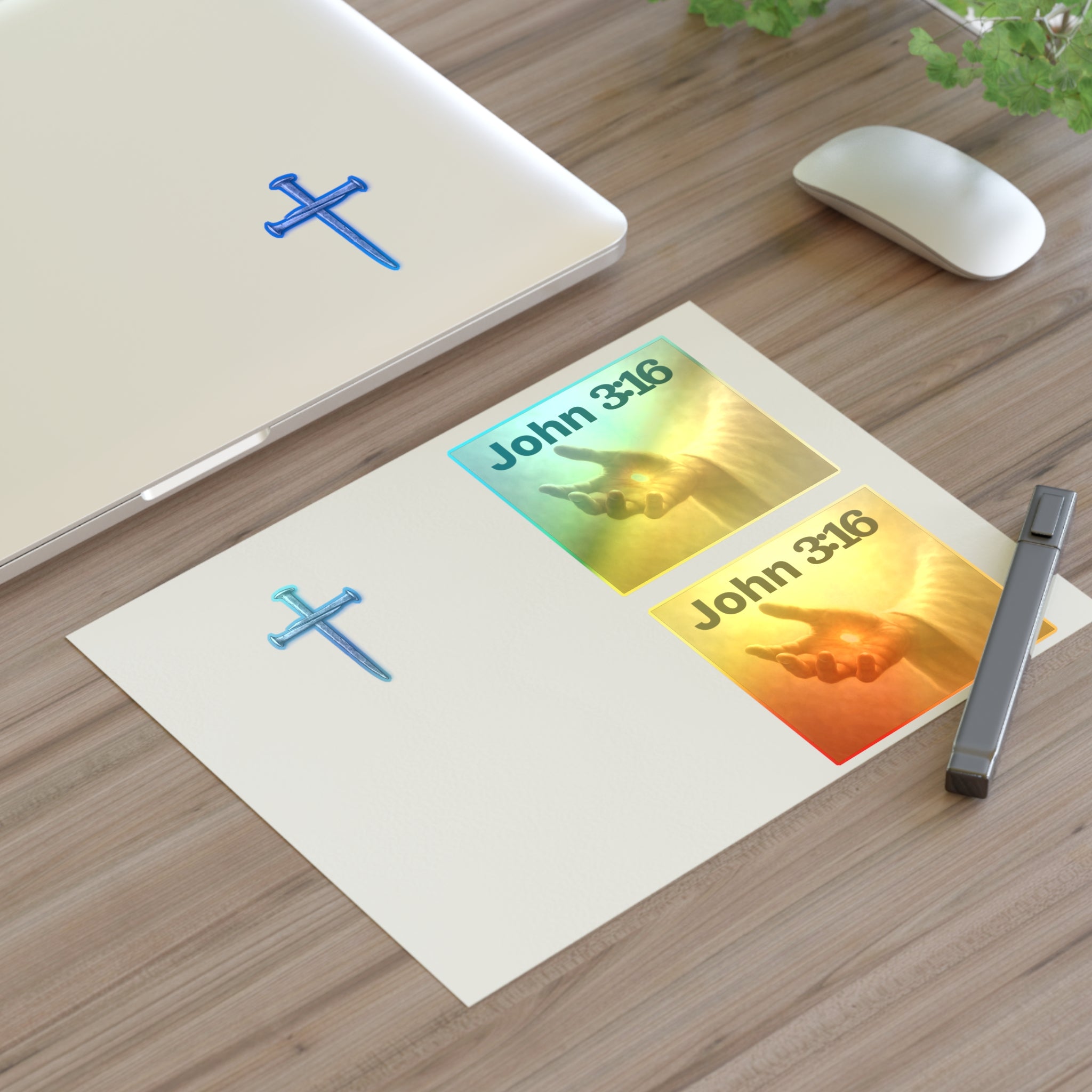 Cross Nail Sticker Sheet — Minimal Religious Vinyl Stickers for Journals, Bibles & Gifts