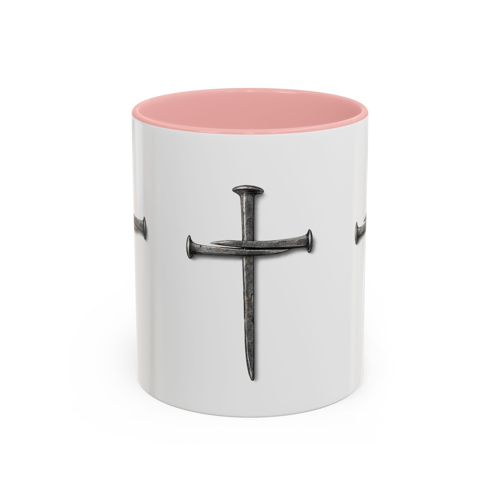 Nail Cross Accent Coffee Mug — Minimal Christian Faith 11/15oz