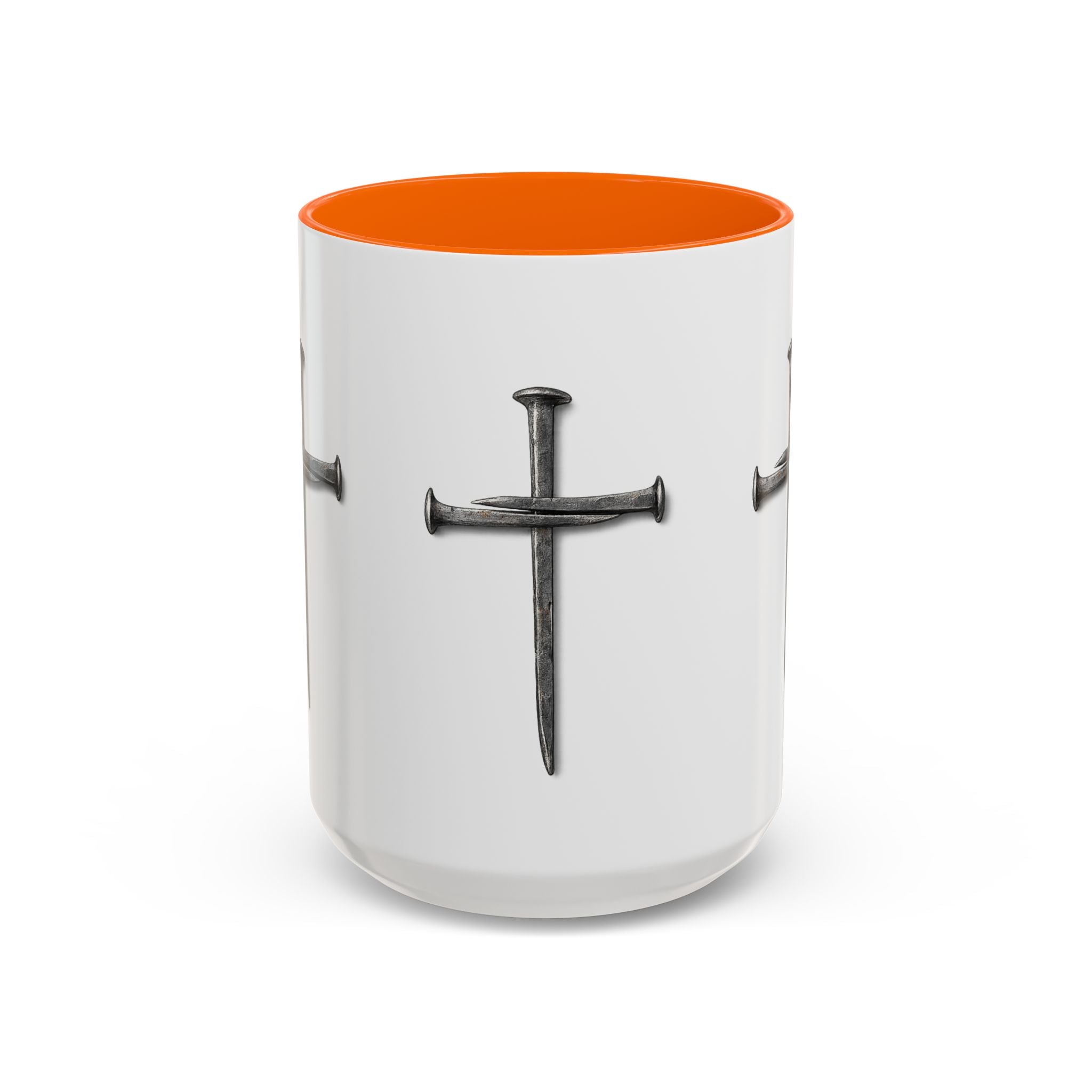Nail Cross Accent Coffee Mug — Minimal Christian Faith 11/15oz