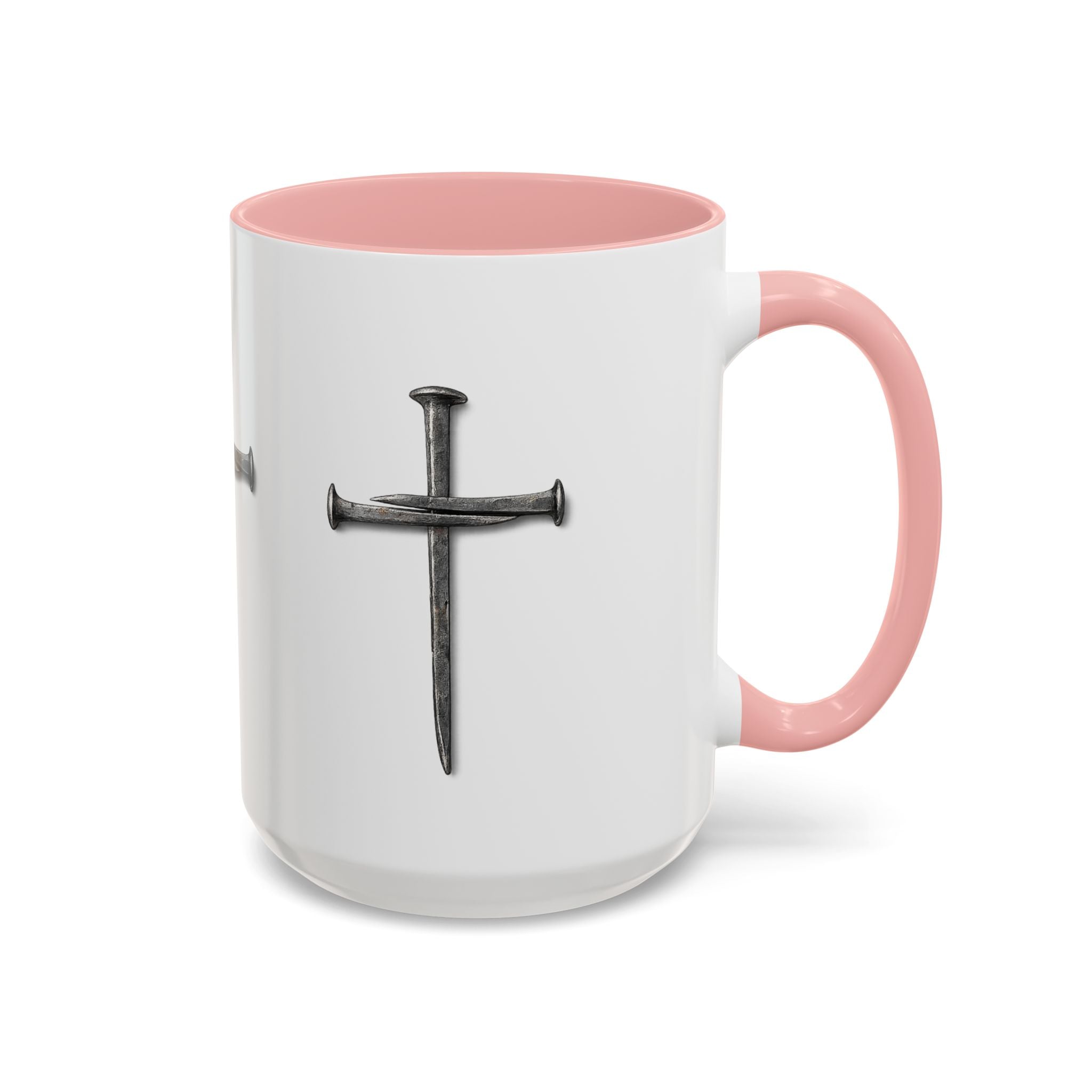 Nail Cross Accent Coffee Mug — Minimal Christian Faith 11/15oz