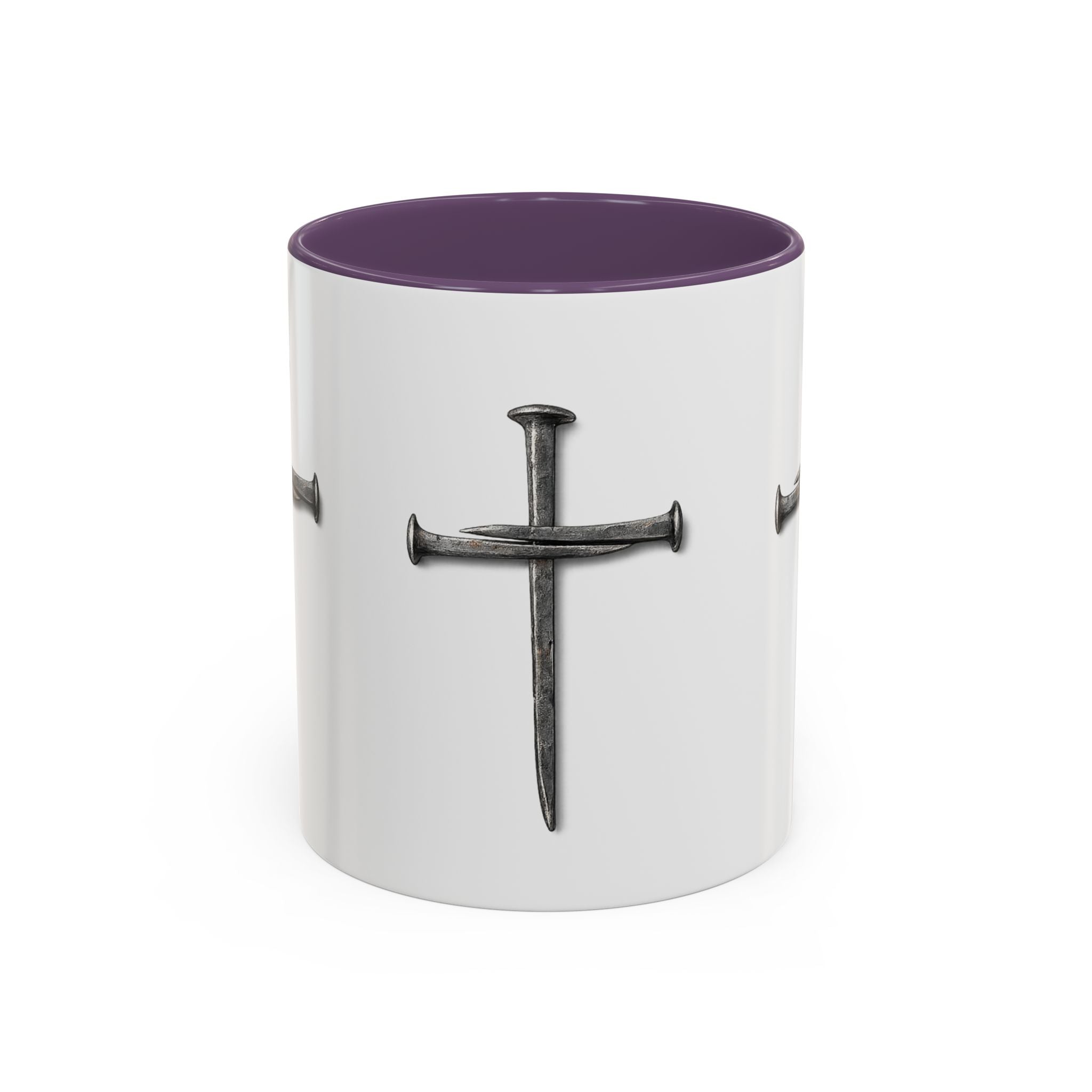 Nail Cross Accent Coffee Mug — Minimal Christian Faith 11/15oz
