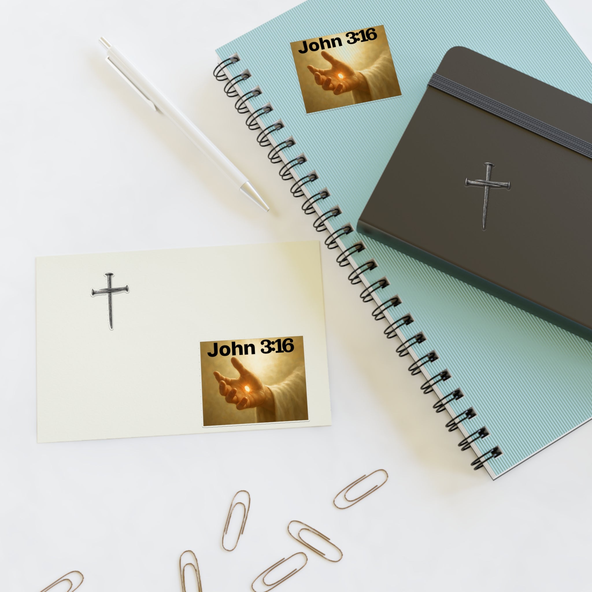 Cross Nail Sticker Sheet — Minimal Religious Vinyl Stickers for Journals, Bibles & Gifts