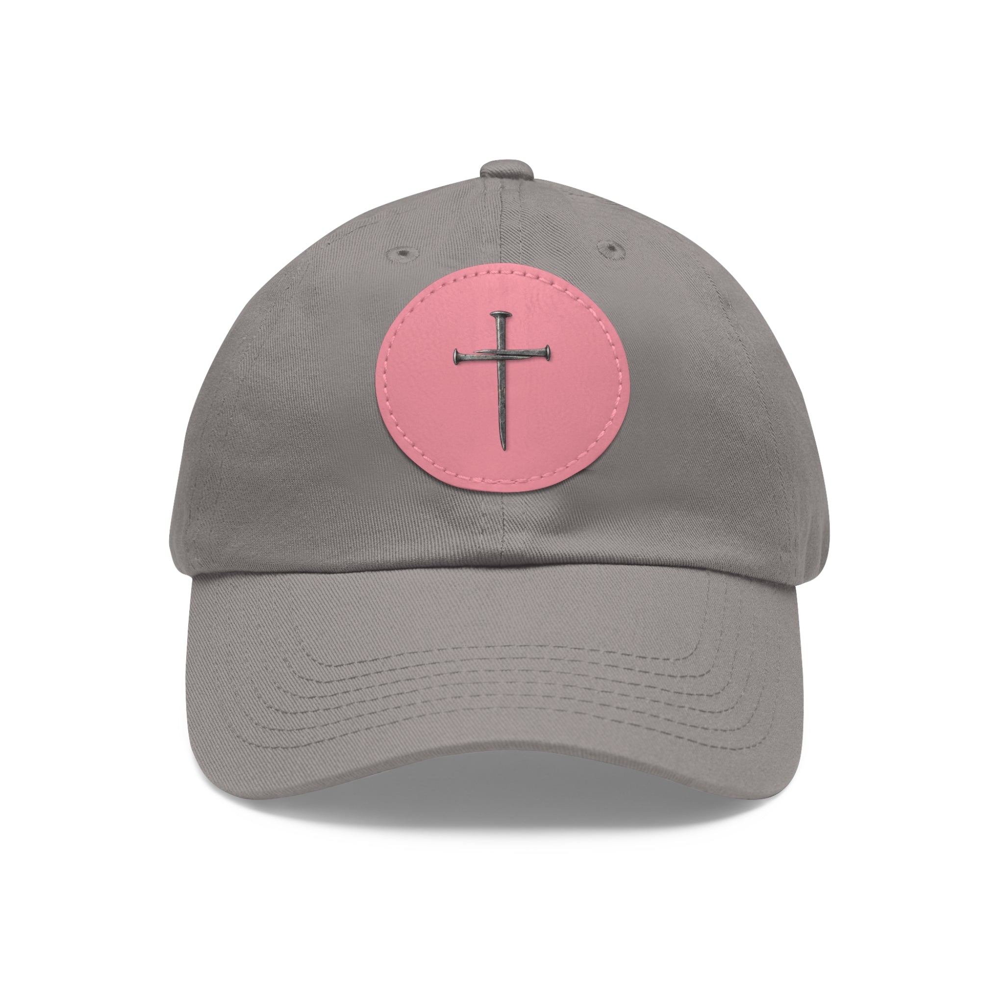 Embroidered Cross Leather Patch Dad Hat — Minimal Christian Baseball Cap