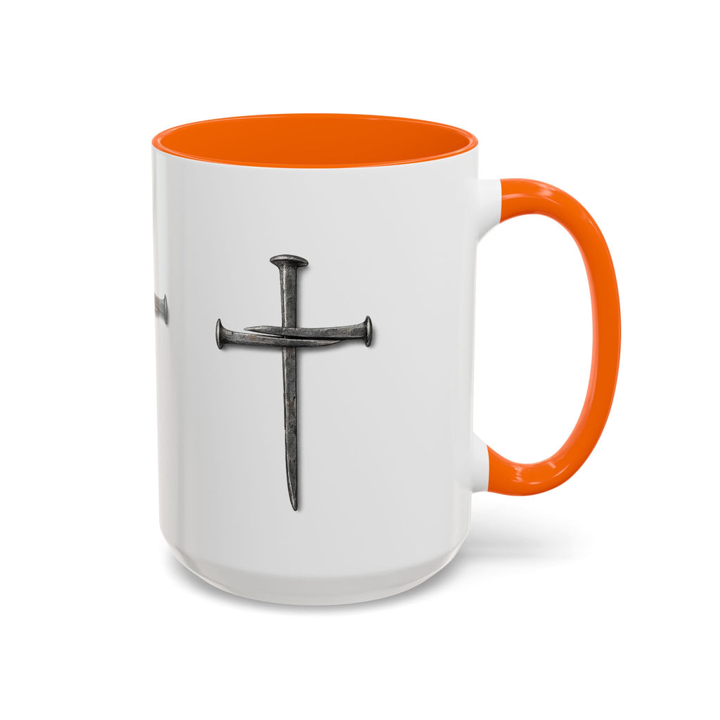 Nail Cross Accent Coffee Mug — Minimal Christian Faith 11/15oz