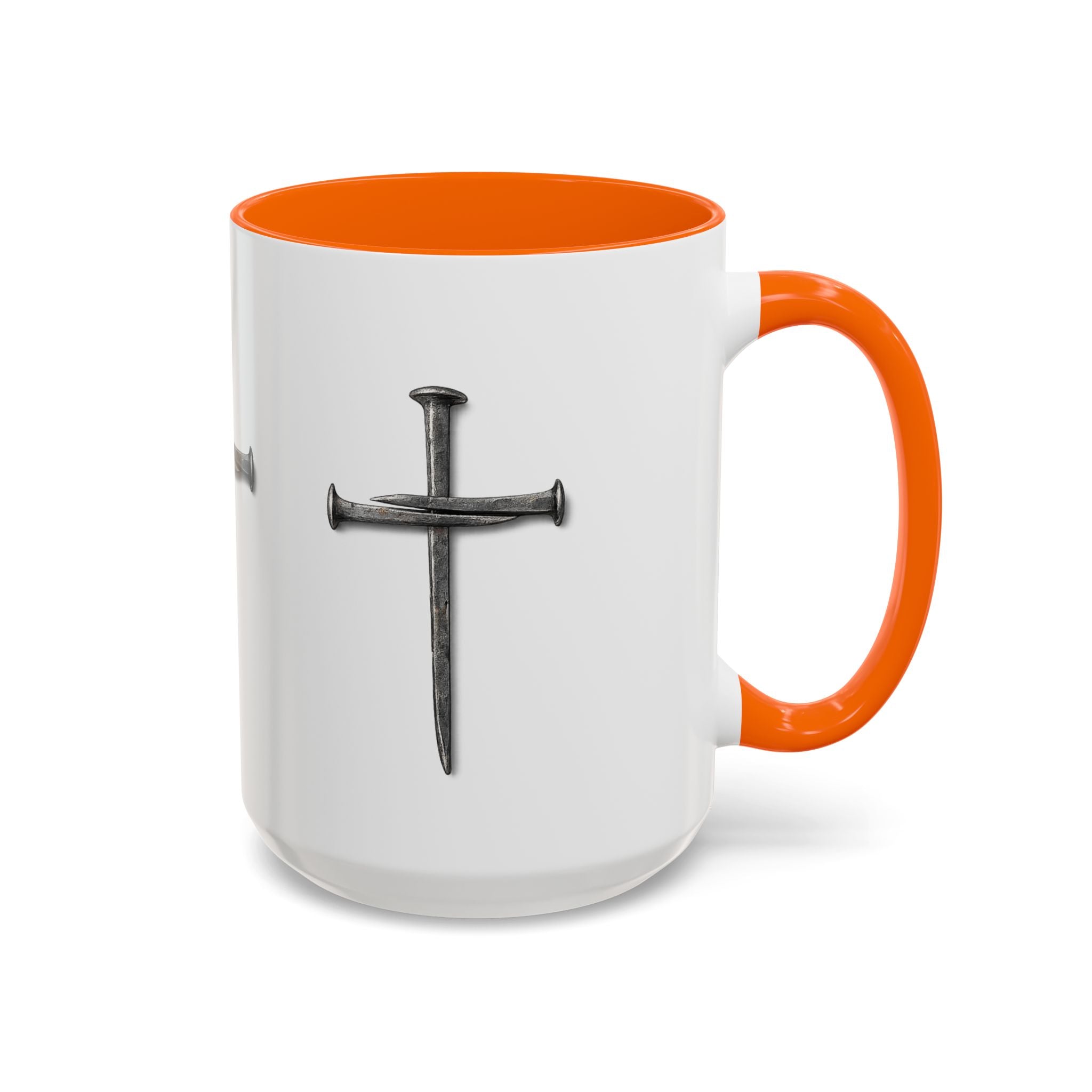 Nail Cross Accent Coffee Mug — Minimal Christian Faith 11/15oz