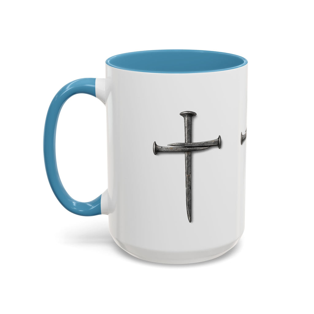 Nail Cross Accent Coffee Mug — Minimal Christian Faith 11/15oz