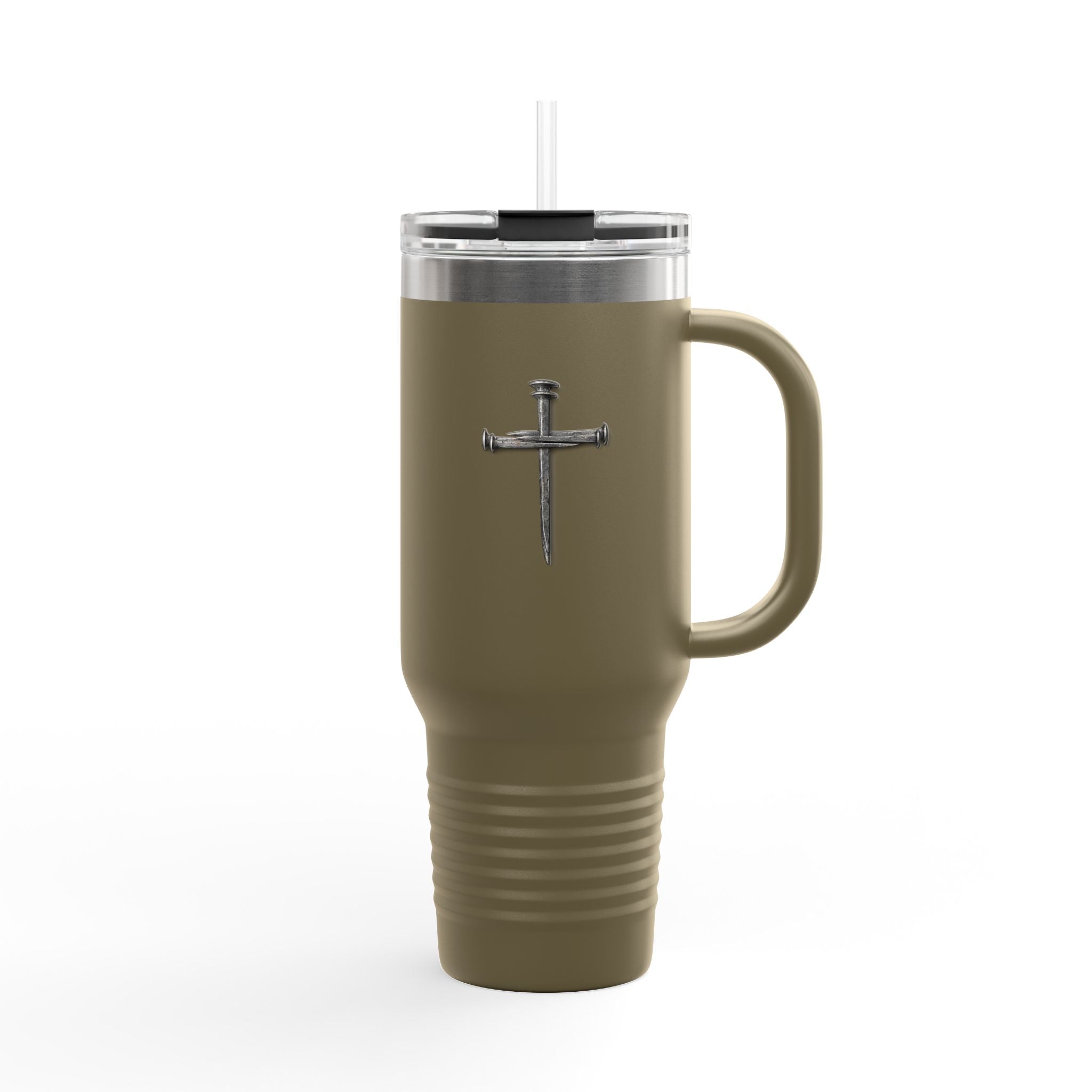 40oz Insulated Travel Tumbler with Cross - Large Christian Coffee Mug, Stainless Steel Thermal Cup