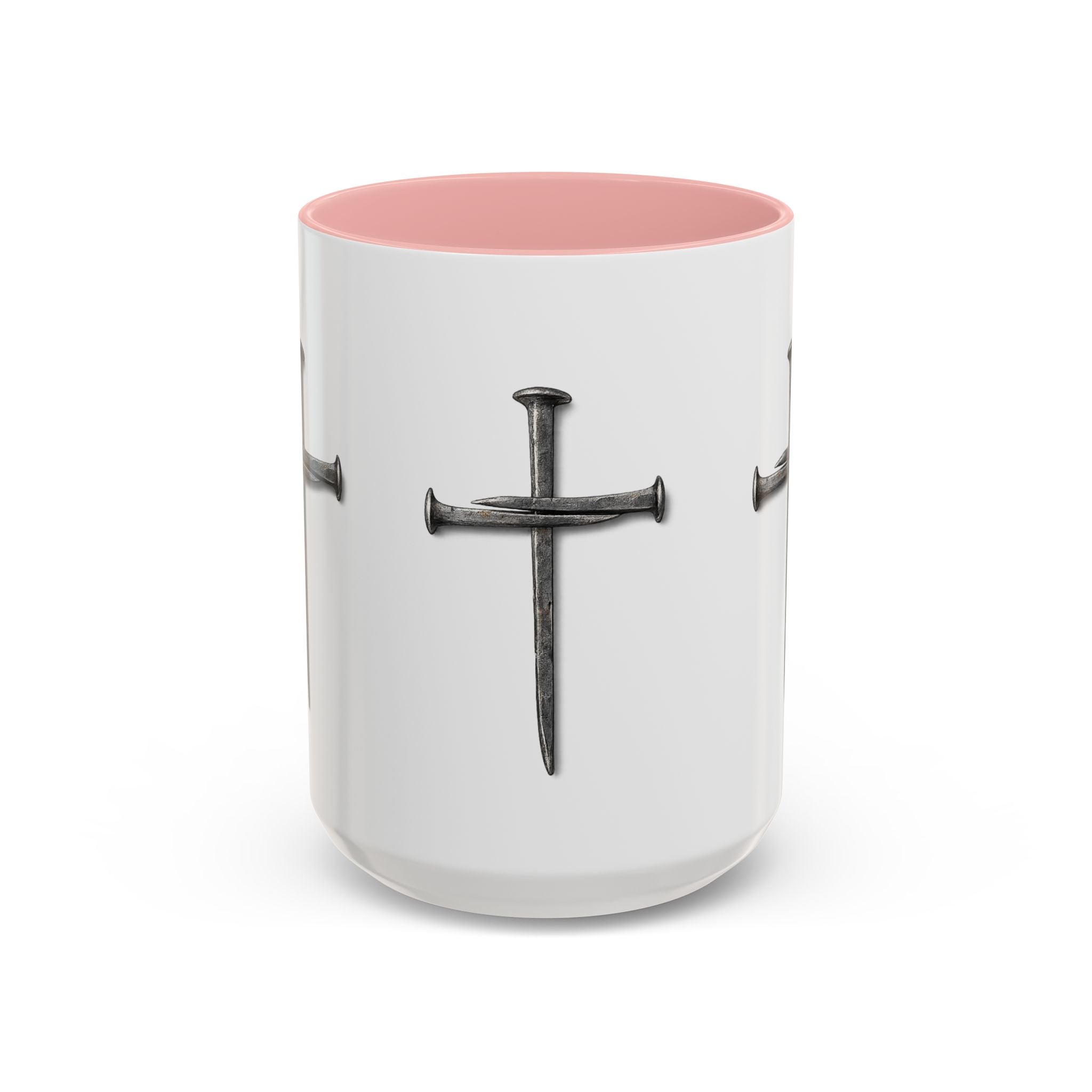 Nail Cross Accent Coffee Mug — Minimal Christian Faith 11/15oz