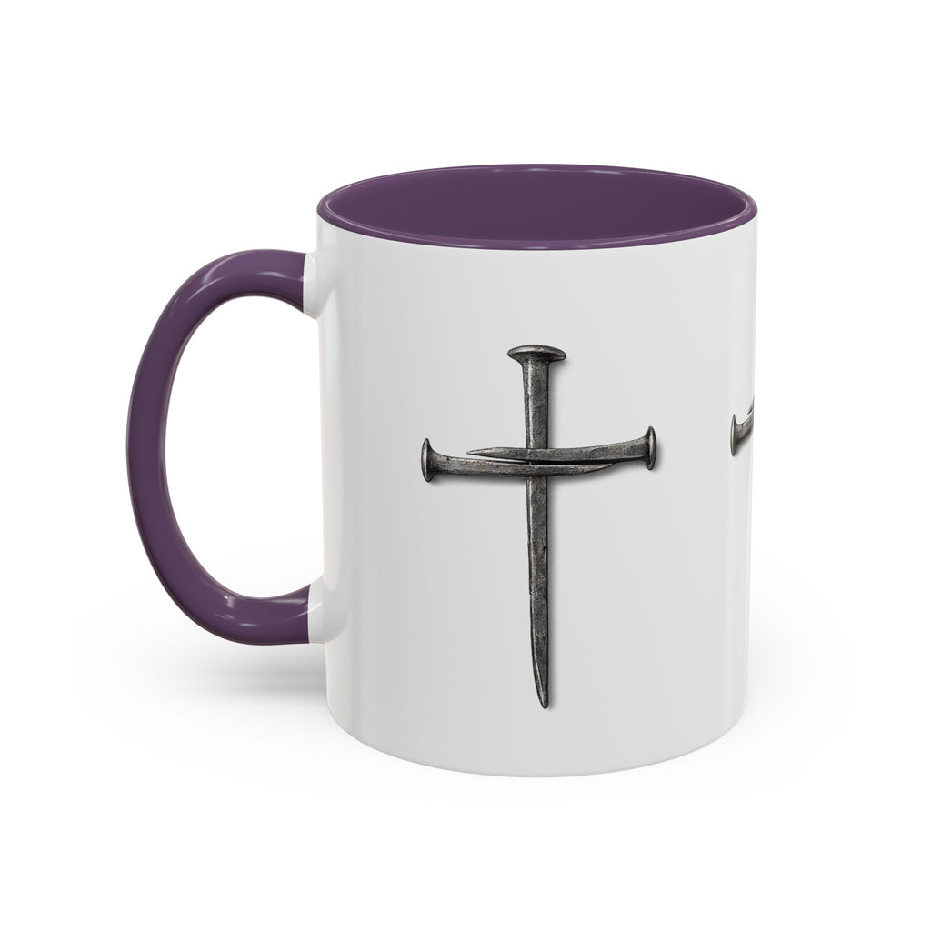 Nail Cross Accent Coffee Mug — Minimal Christian Faith 11/15oz