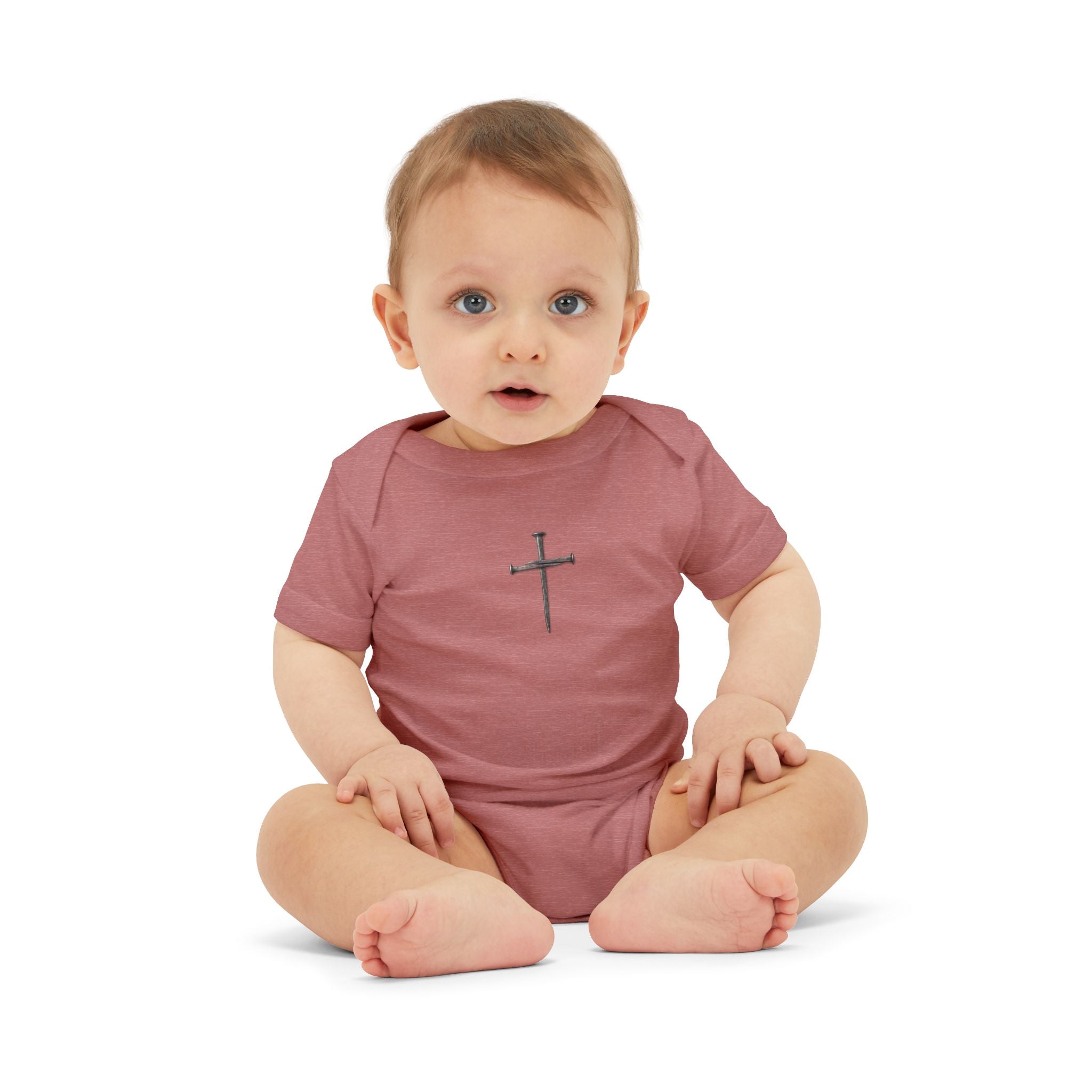 Infant Onesie with Simple Cross - Christian Baby Baptism Gift