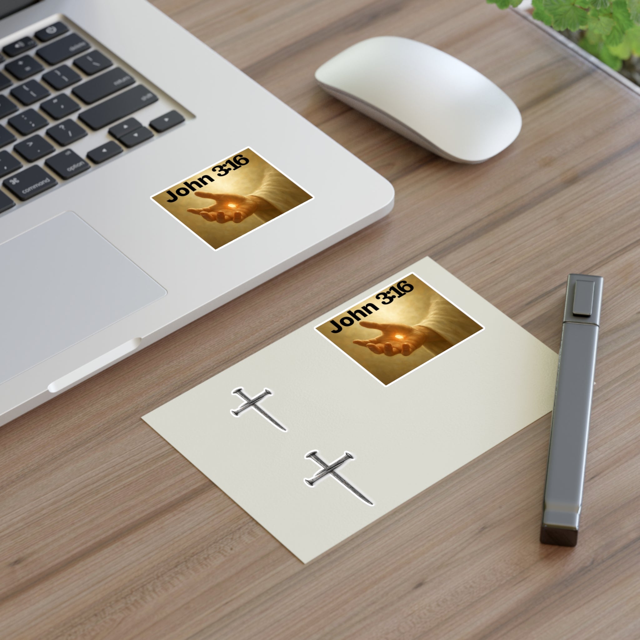 Cross Nail Sticker Sheet — Minimal Religious Vinyl Stickers for Journals, Bibles & Gifts