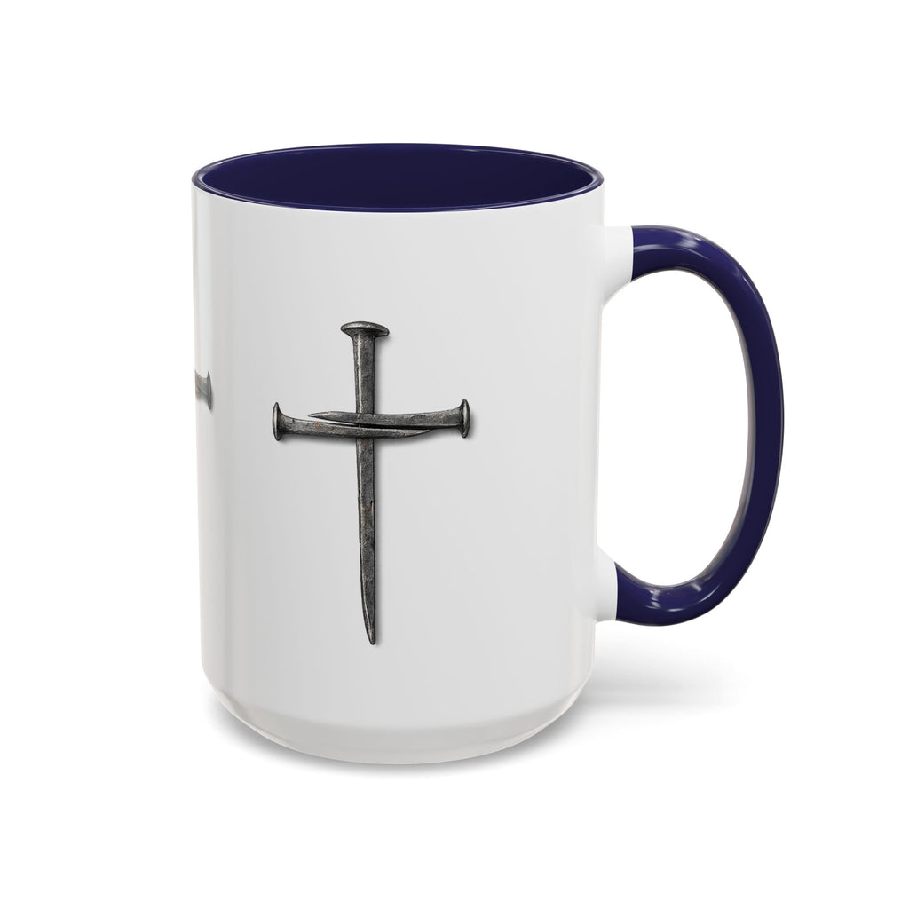 Nail Cross Accent Coffee Mug — Minimal Christian Faith 11/15oz