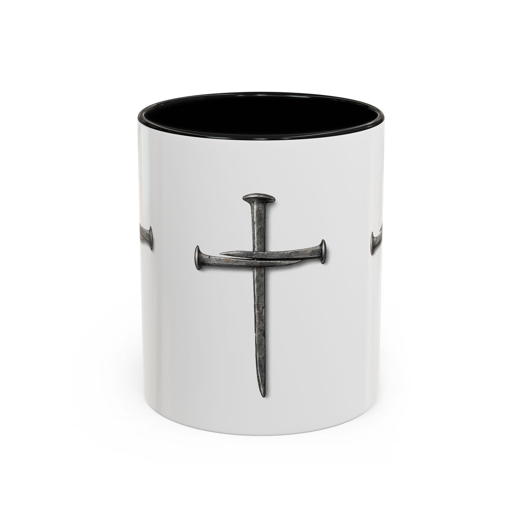 Nail Cross Accent Coffee Mug — Minimal Christian Faith 11/15oz