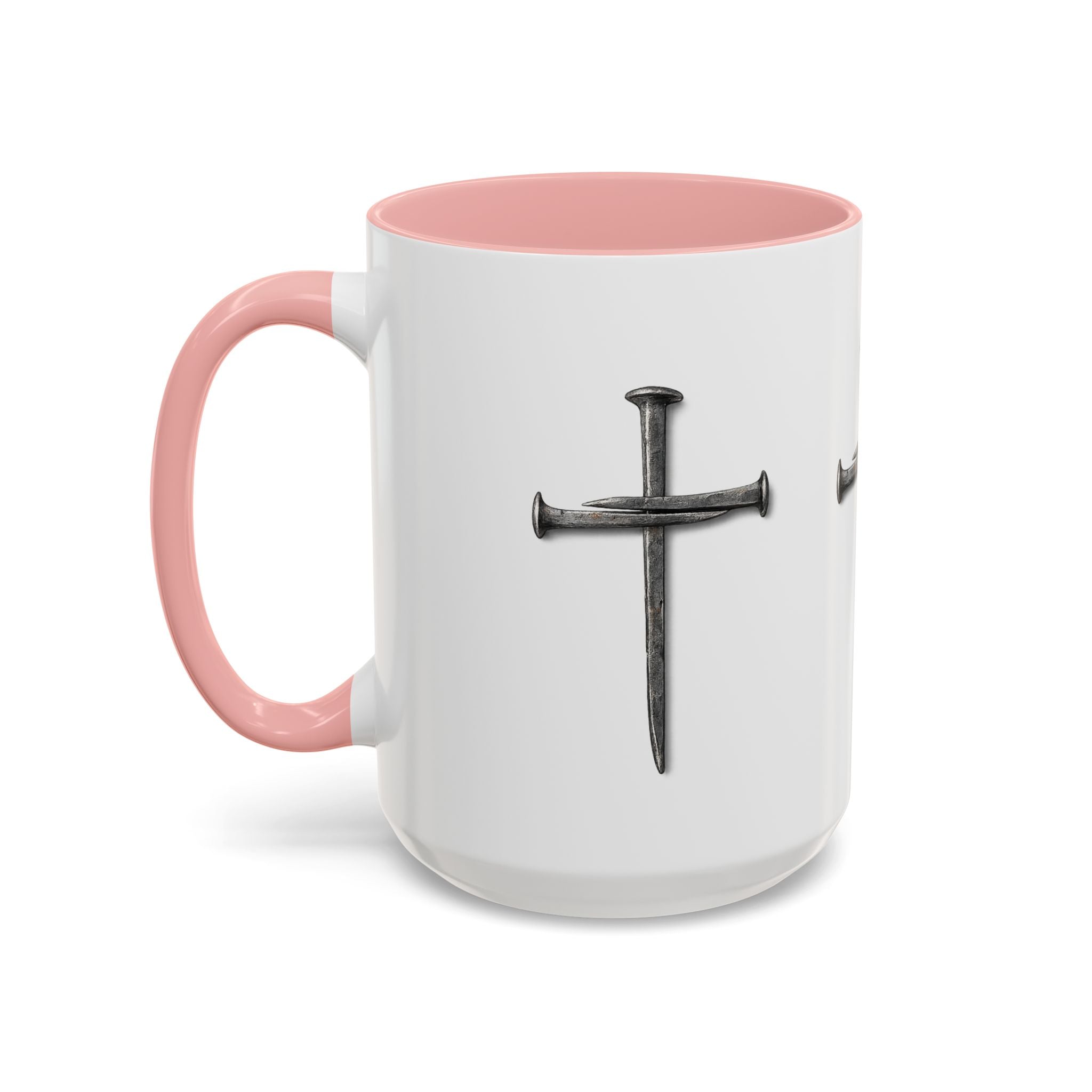 Nail Cross Accent Coffee Mug — Minimal Christian Faith 11/15oz