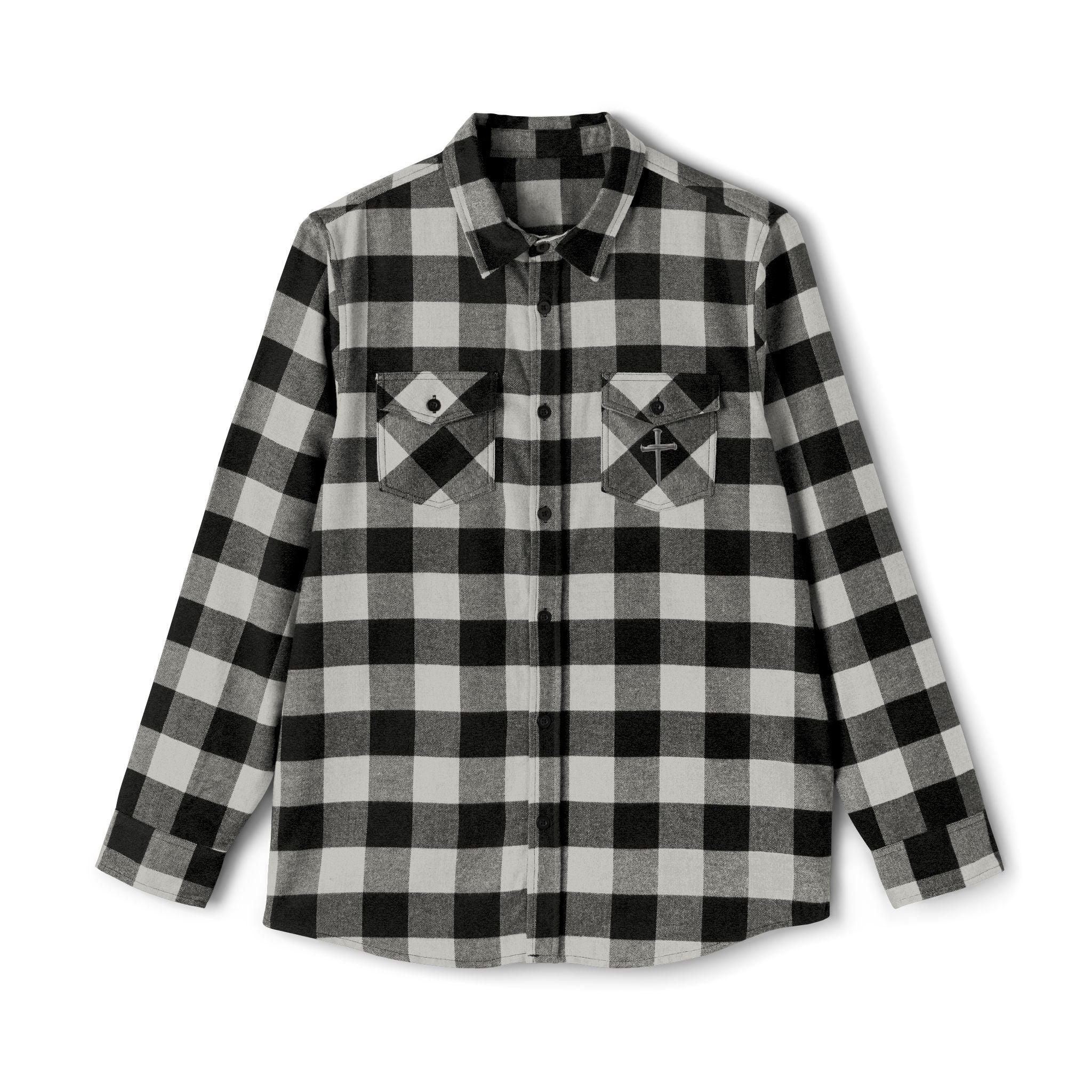 Christian Black & White Buffalo Plaid Flannel Shirt — Classic Casual Lumberjack Button-Up