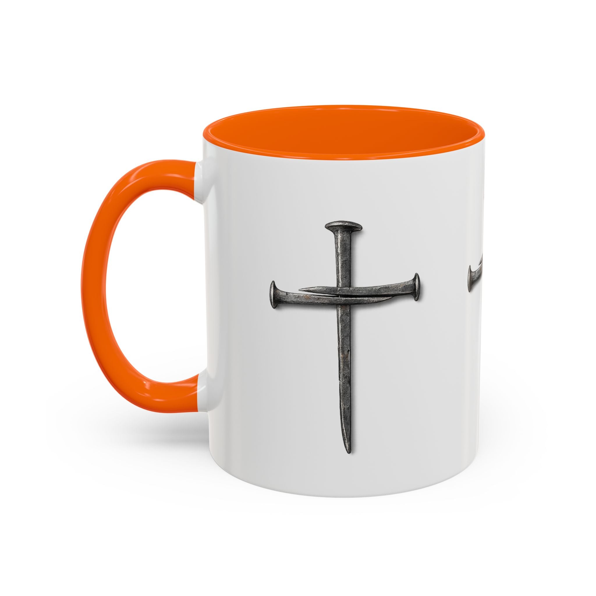 Nail Cross Accent Coffee Mug — Minimal Christian Faith 11/15oz