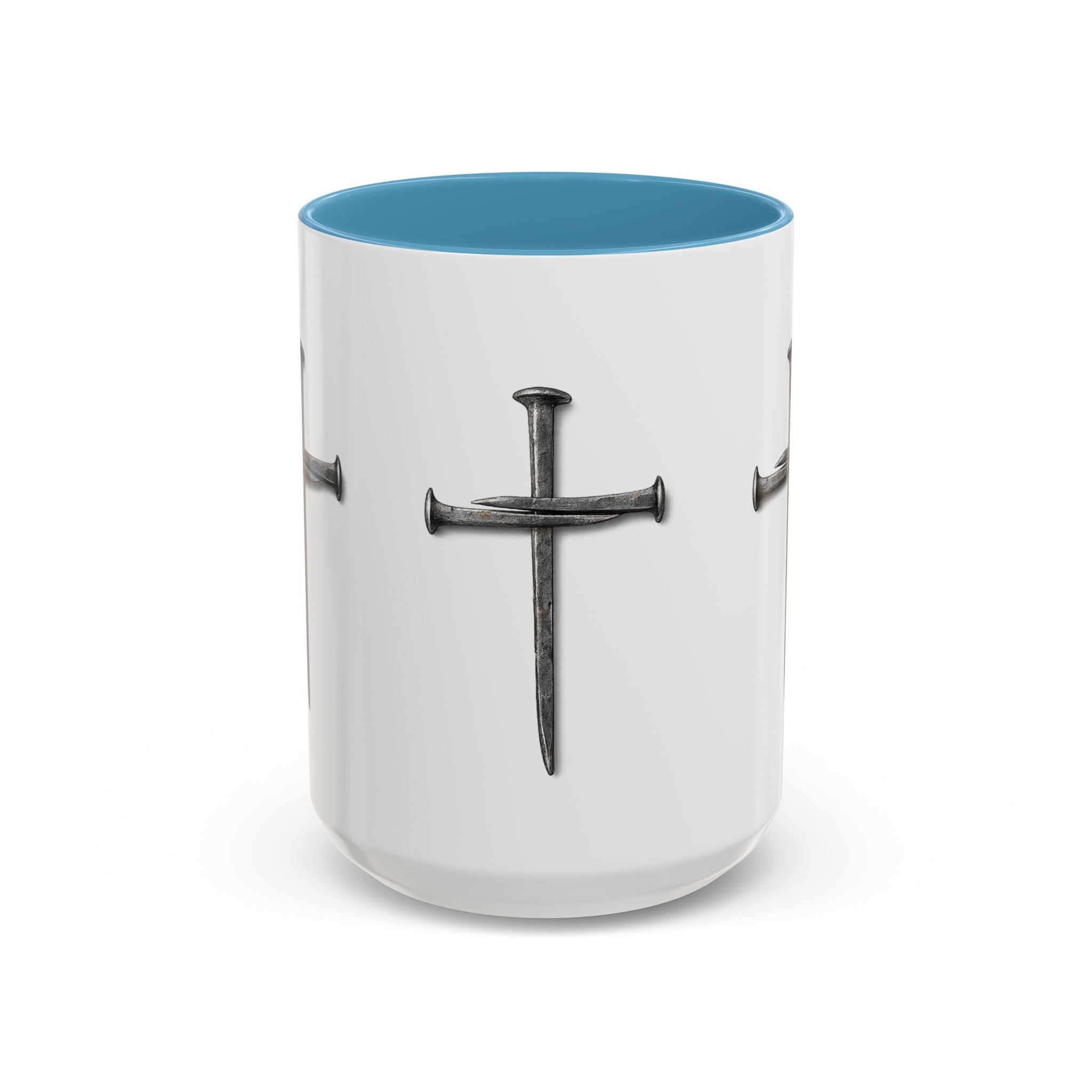 Nail Cross Accent Coffee Mug — Minimal Christian Faith 11/15oz