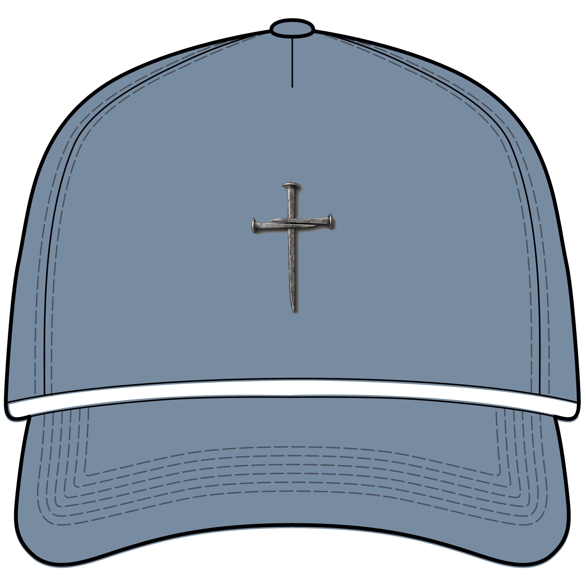 Sunwashed Rope Cap - Distressed Nail Cross Baseball Hat