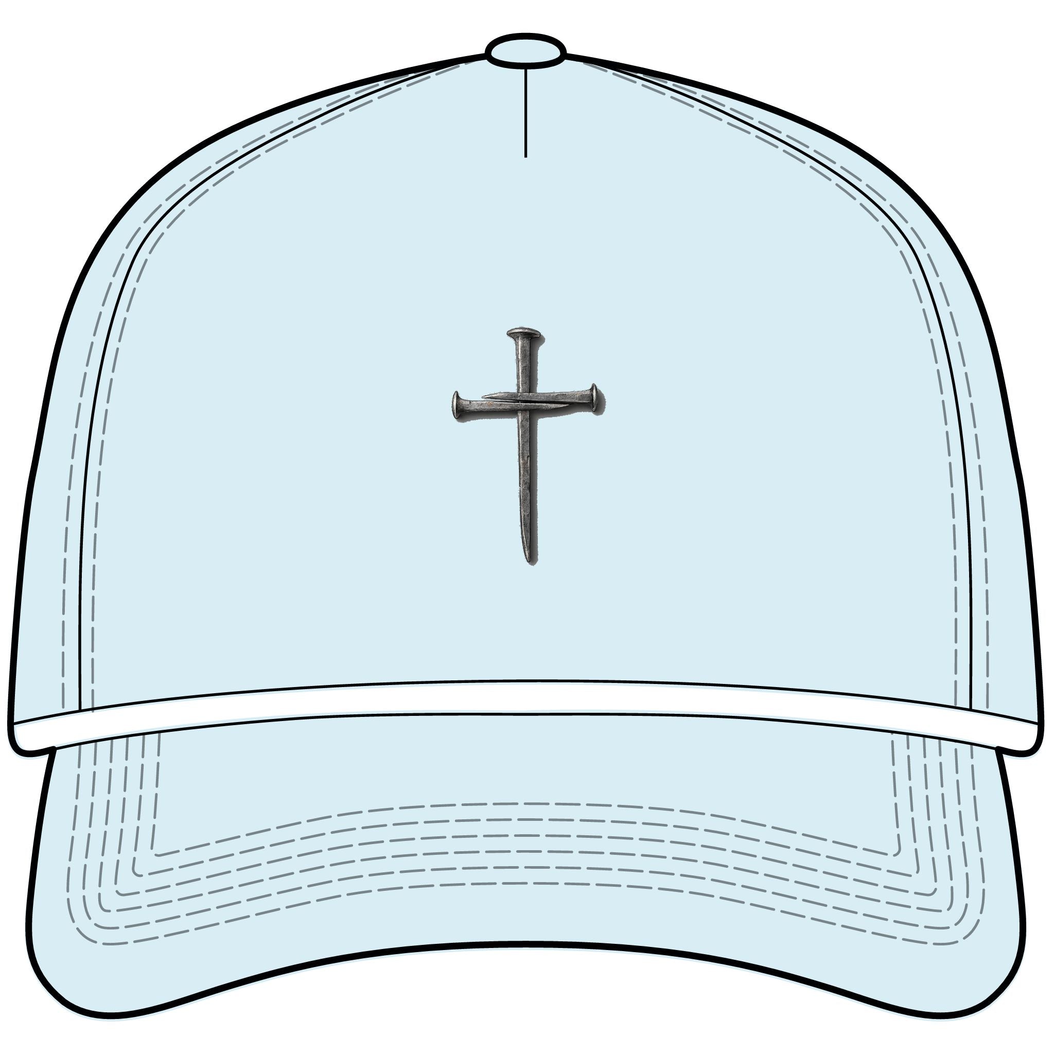 Sunwashed Rope Cap - Distressed Nail Cross Baseball Hat