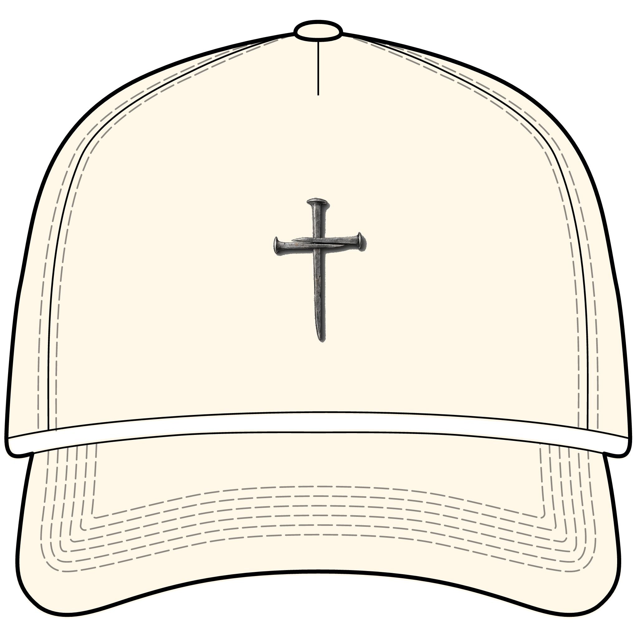 Sunwashed Rope Cap - Distressed Nail Cross Baseball Hat