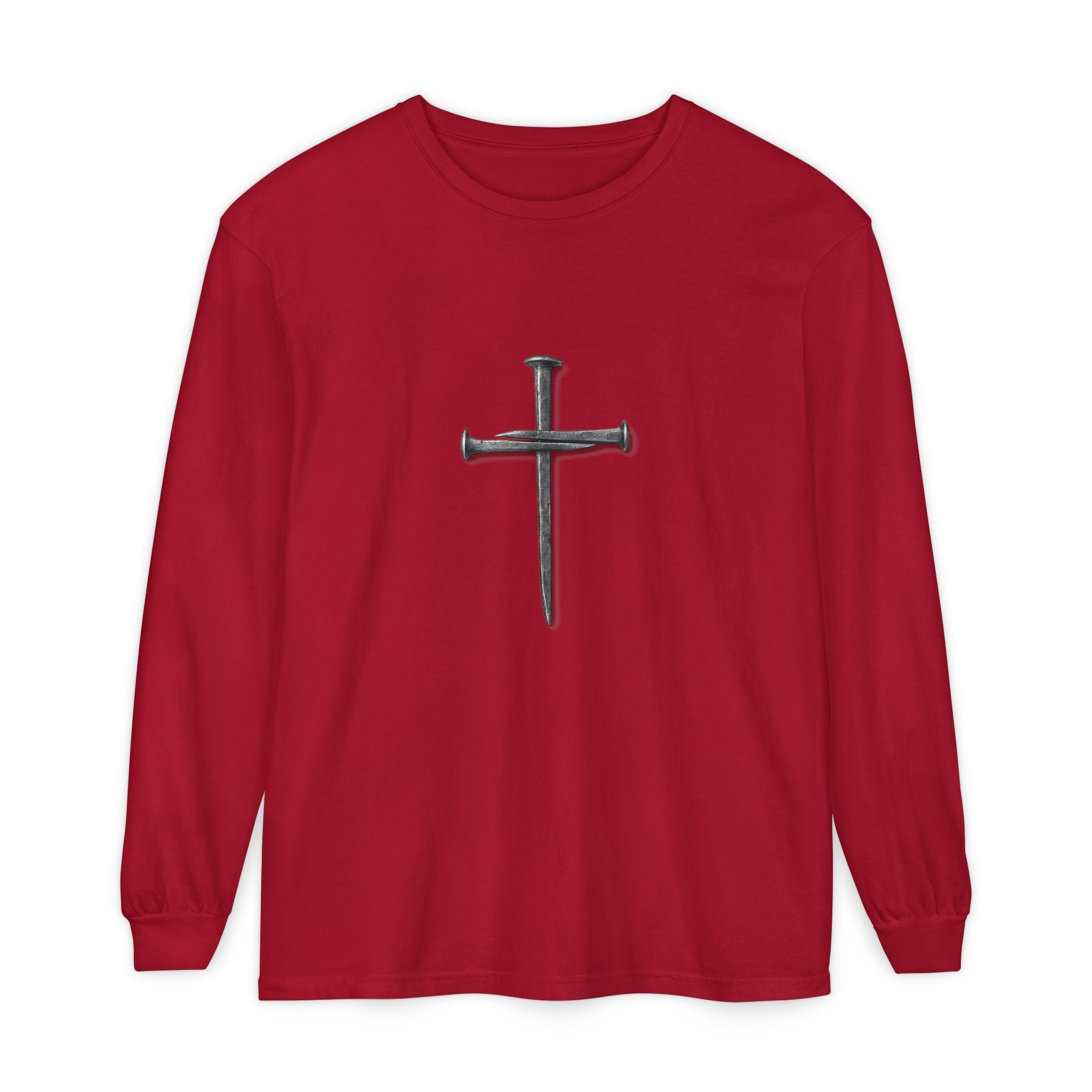 Nail Cross Long Sleeve Tee — Minimal Christian Faith Shirt