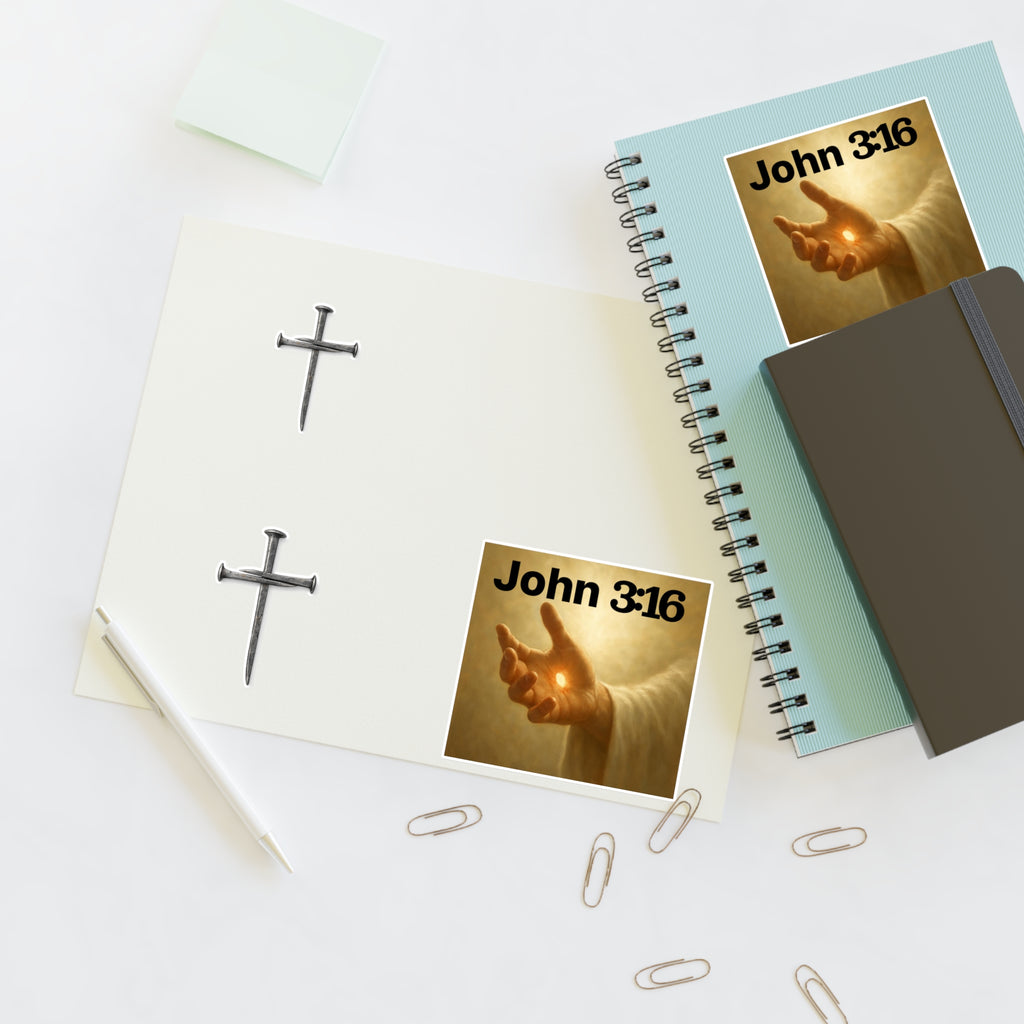Cross Nail Sticker Sheet — Minimal Religious Vinyl Stickers for Journals, Bibles & Gifts