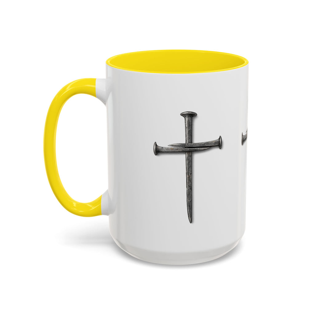 Nail Cross Accent Coffee Mug — Minimal Christian Faith 11/15oz