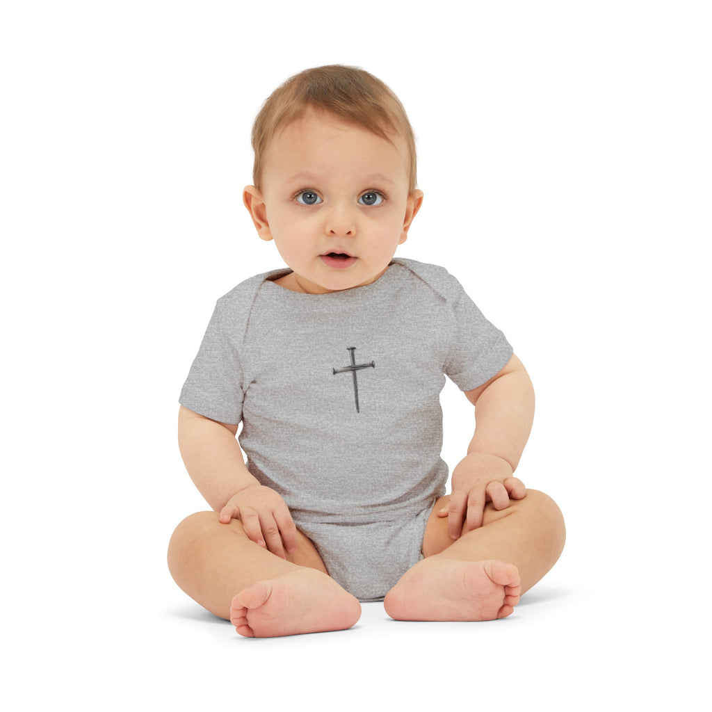 Infant Onesie with Simple Cross - Christian Baby Baptism Gift