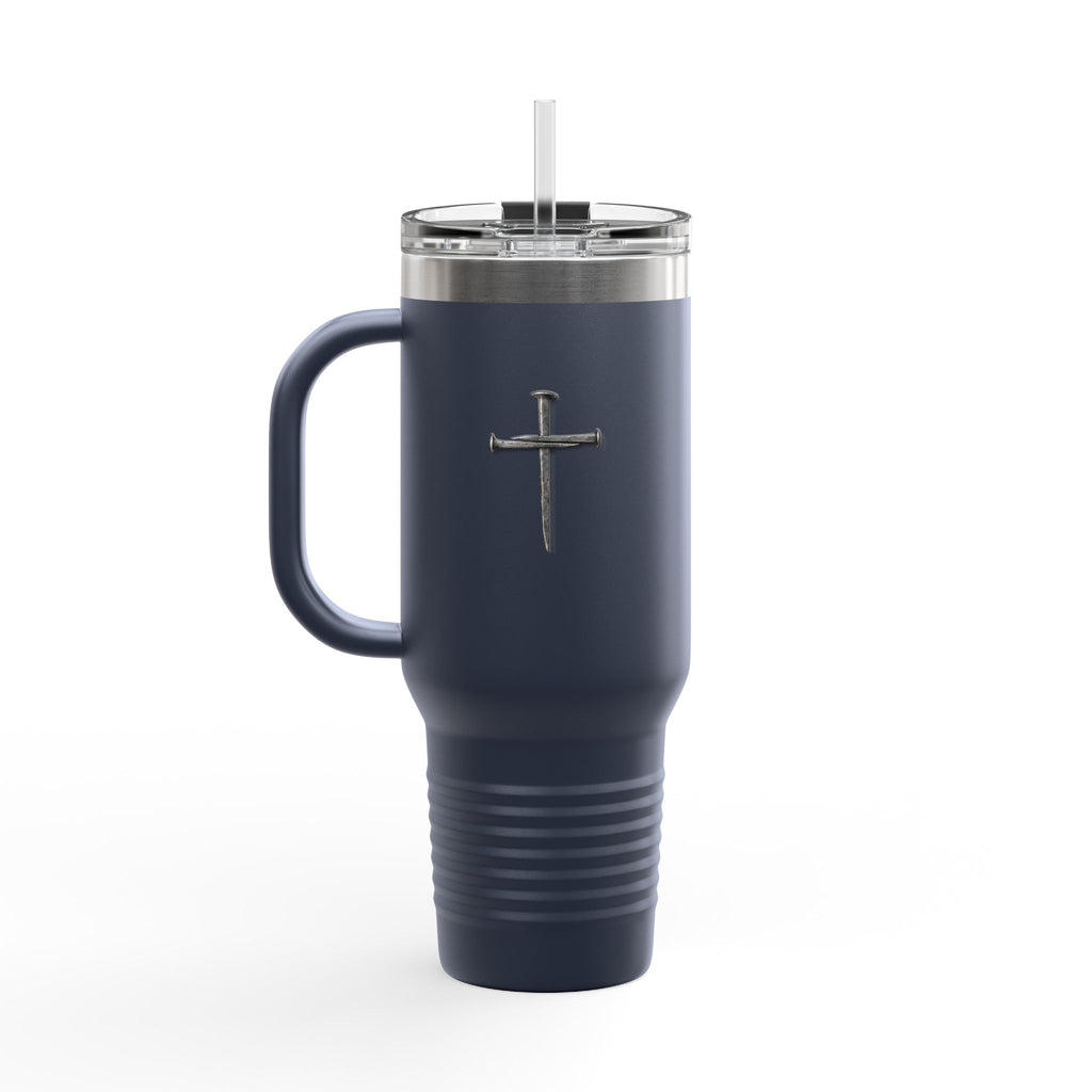 40oz Insulated Travel Tumbler with Cross - Large Christian Coffee Mug, Stainless Steel Thermal Cup