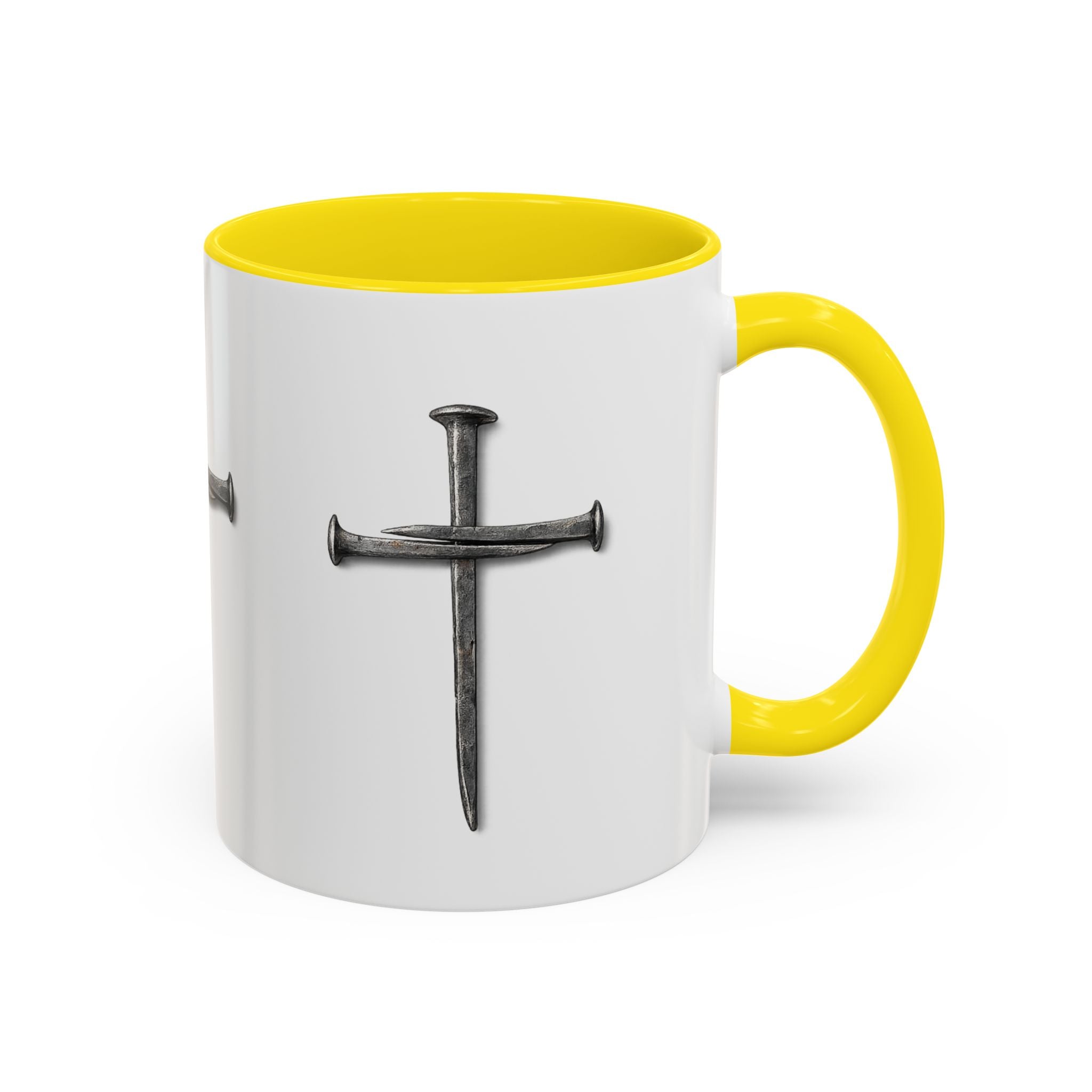Nail Cross Accent Coffee Mug — Minimal Christian Faith 11/15oz