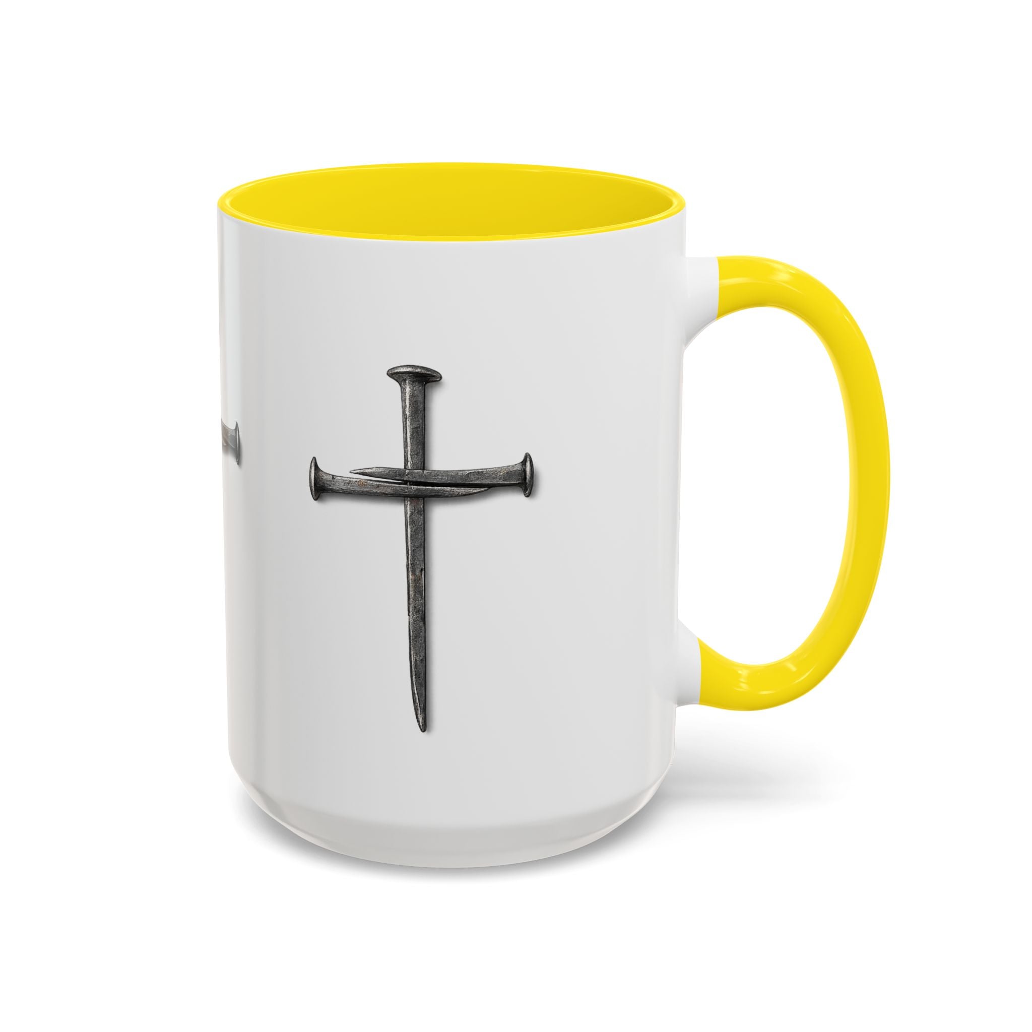 Nail Cross Accent Coffee Mug — Minimal Christian Faith 11/15oz