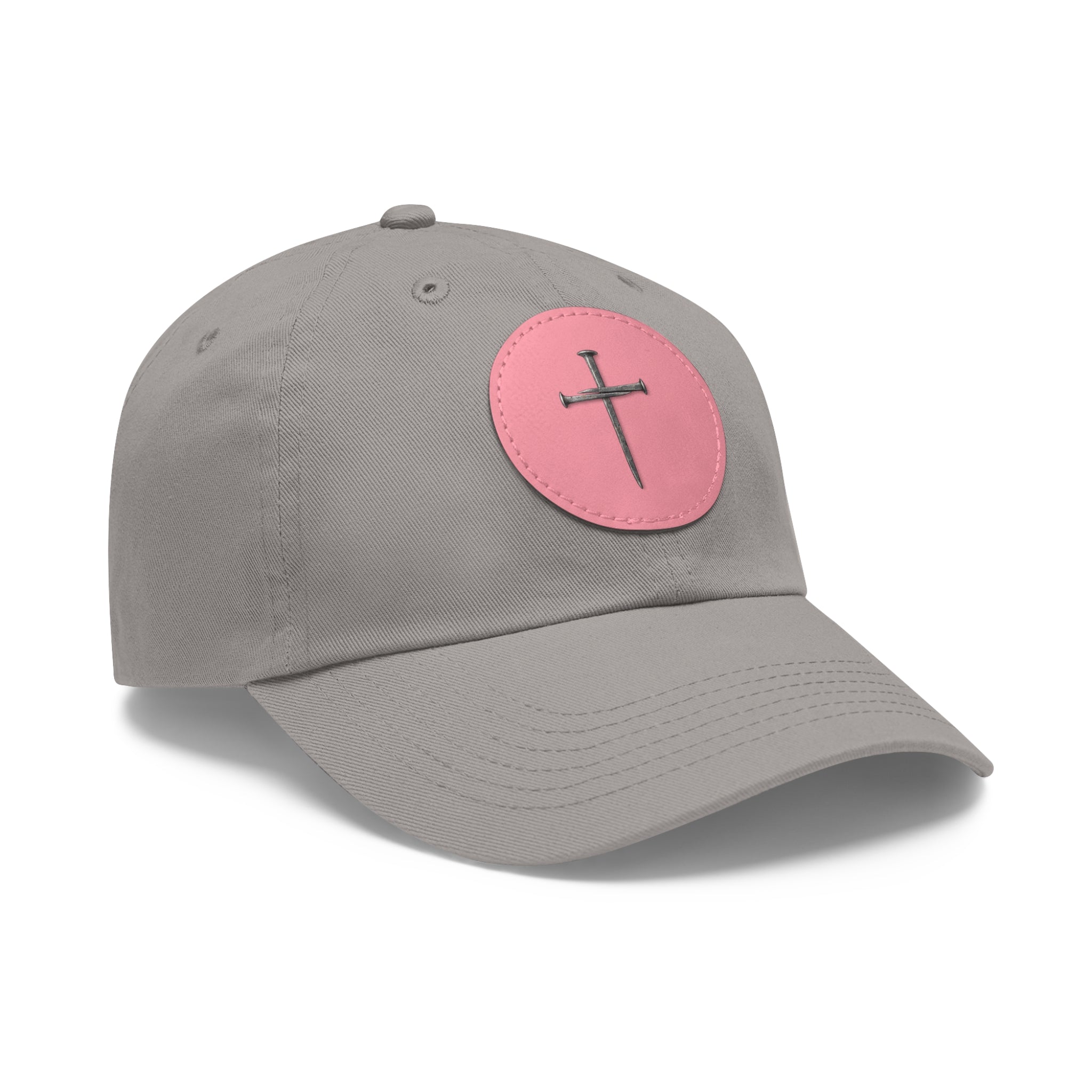 Embroidered Cross Leather Patch Dad Hat — Minimal Christian Baseball Cap