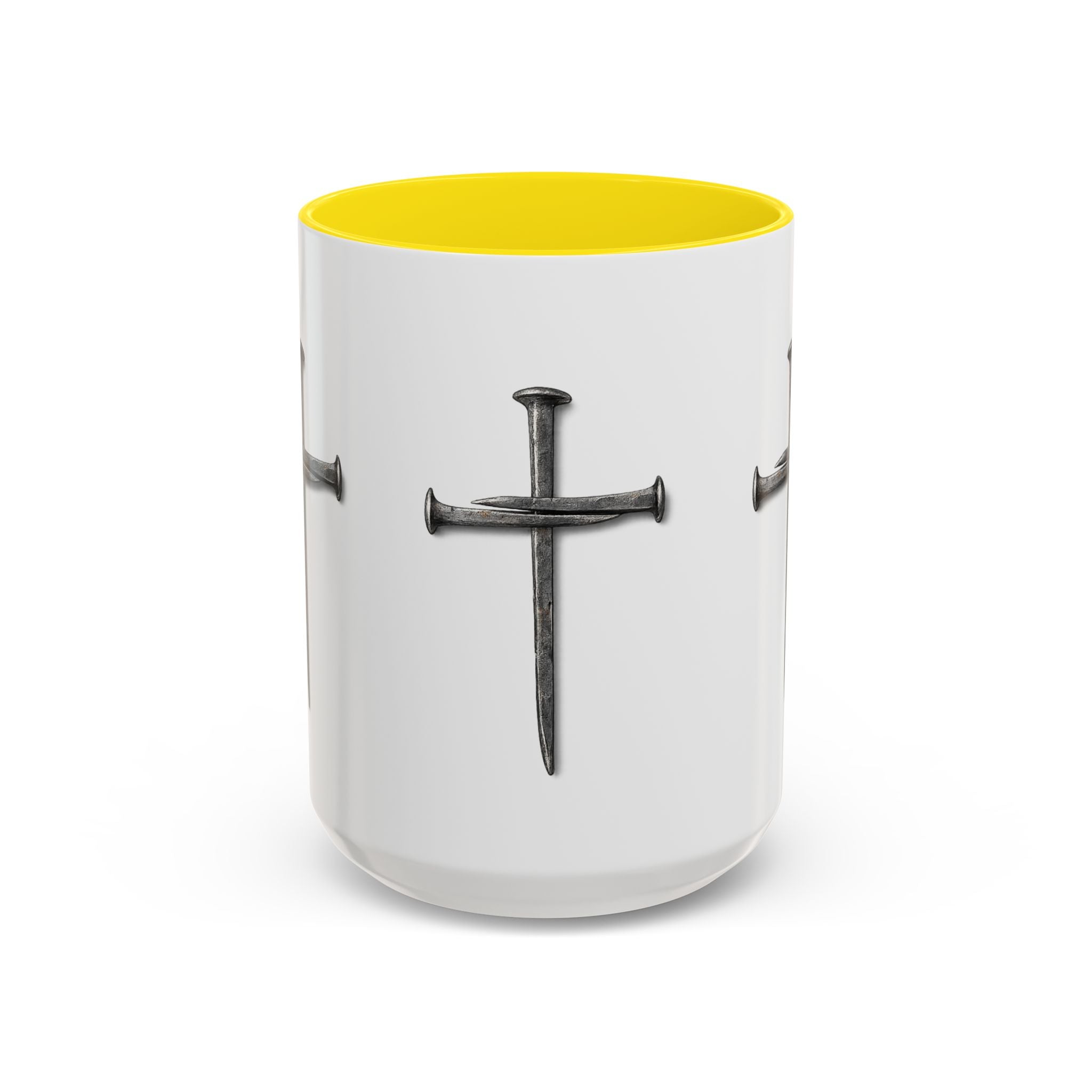 Nail Cross Accent Coffee Mug — Minimal Christian Faith 11/15oz